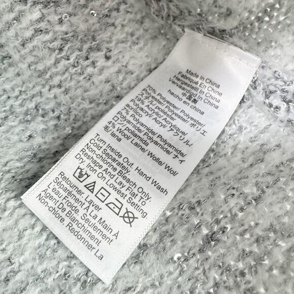 J. Crew Embellished Pullover Sweater Long Sleeve Light Grey Silver Size M NWT - Picture 10 of 12